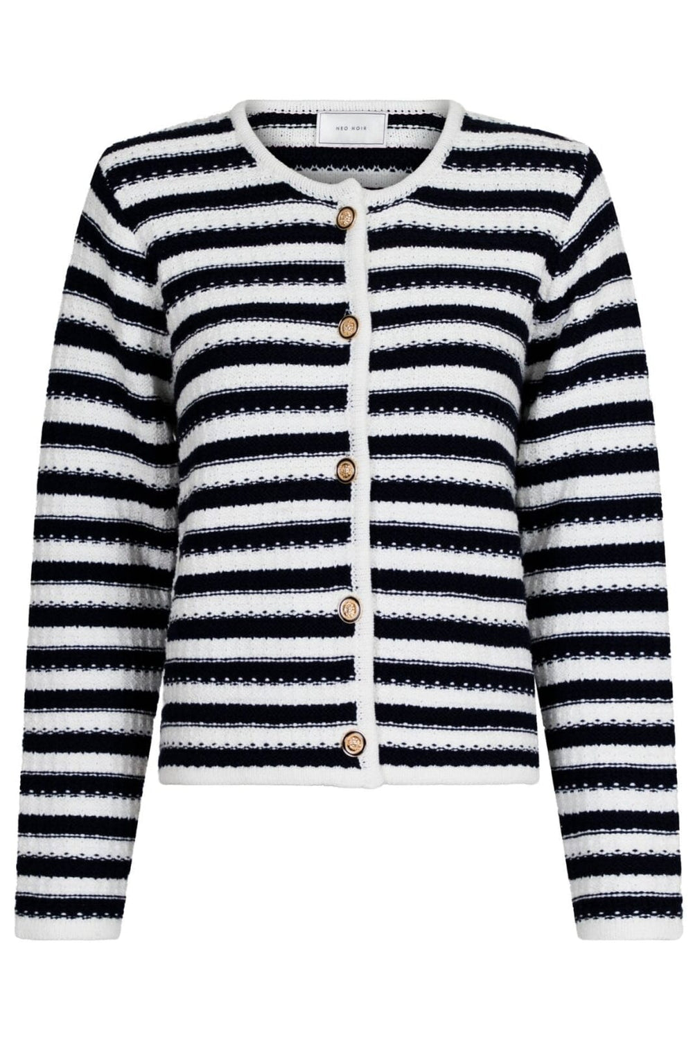 Neo Noir - Limone Stripe Knit Jacket - Navy/White Jakker 
