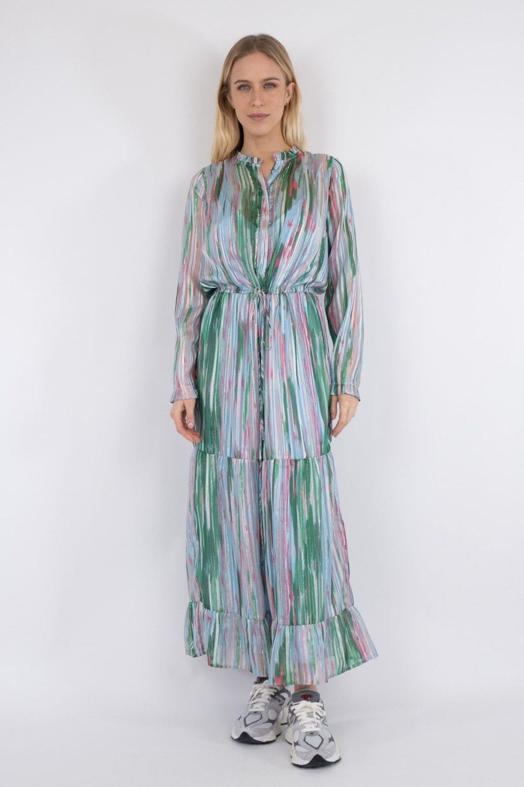 Neo Noir - Silo Blurred Stripe Dress - Green Kjoler 