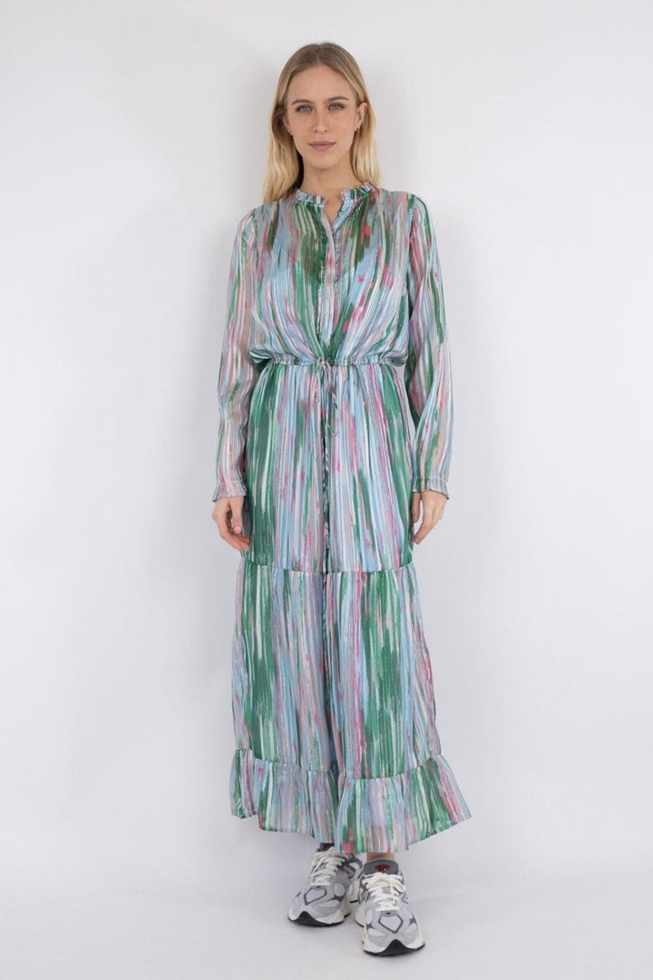 Neo Noir - Silo Blurred Stripe Dress - Green Kjoler 