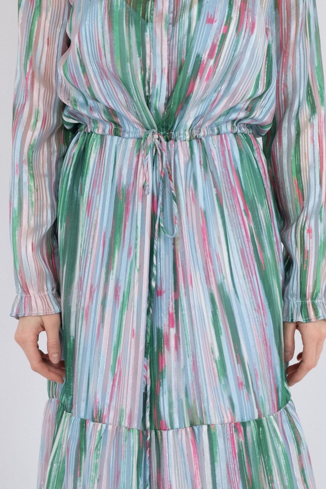 Neo Noir - Silo Blurred Stripe Dress - Green Kjoler 