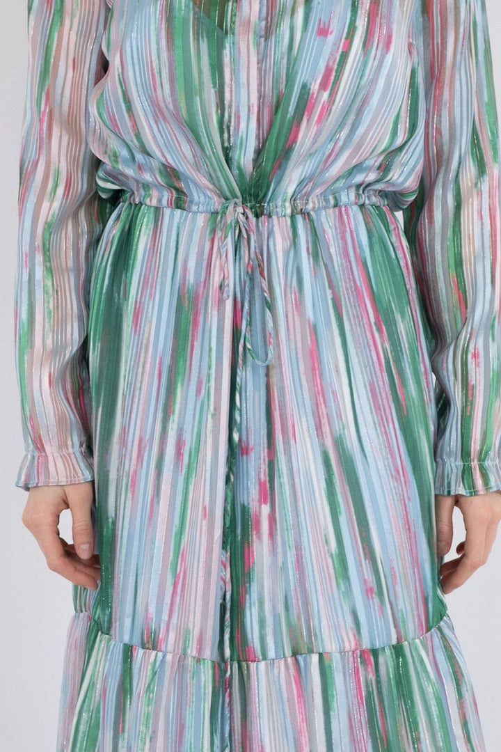 Neo Noir - Silo Blurred Stripe Dress - Green Kjoler 