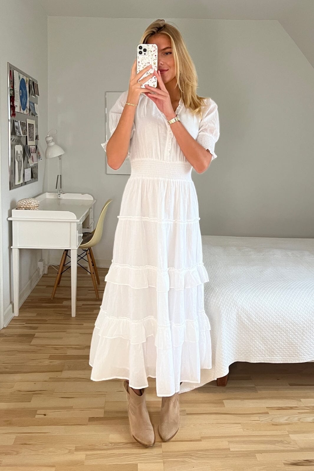 Neo Noir - Sophie S Voile Dress - White Kjoler 