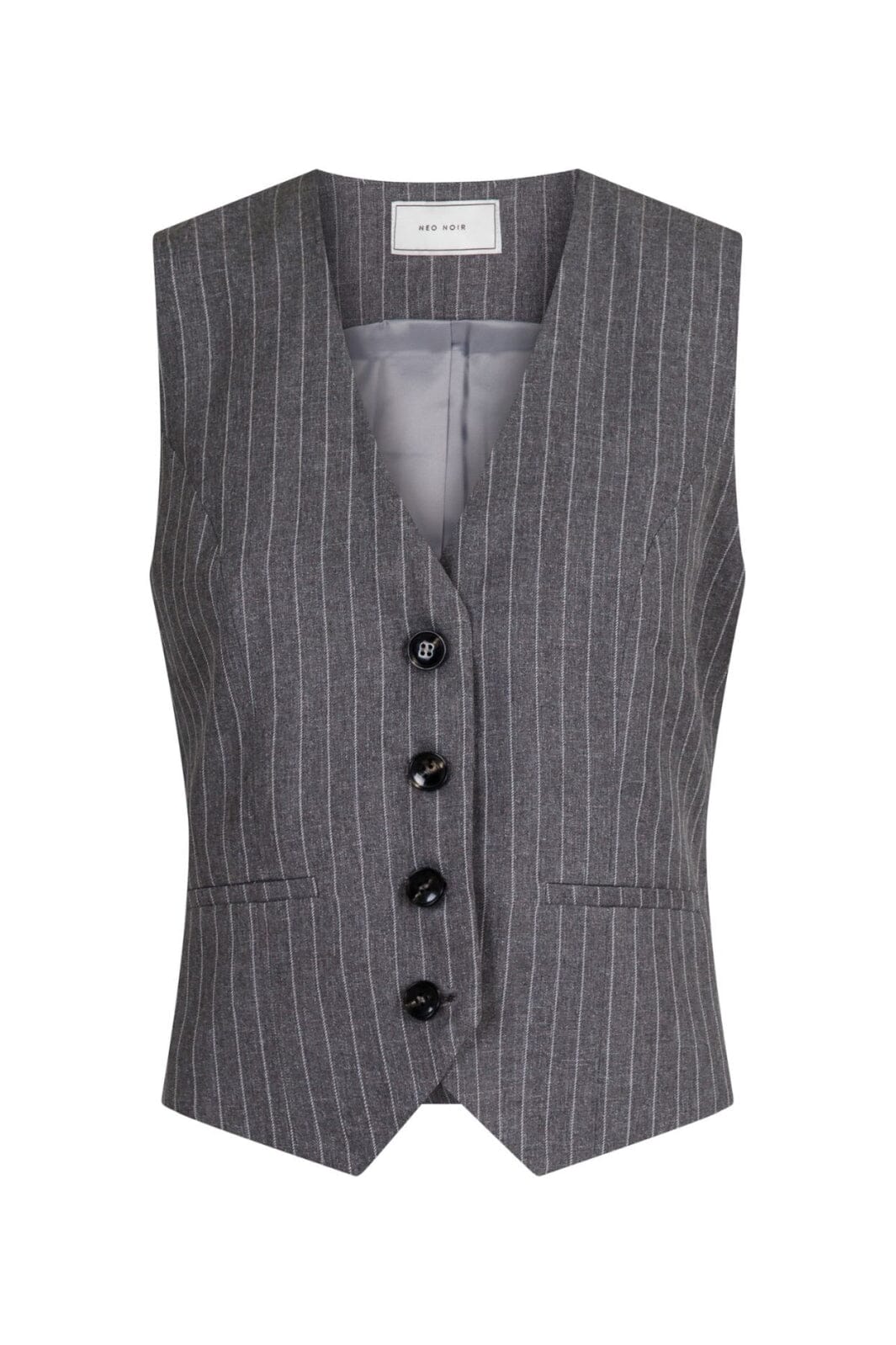 Neo Noir - Vendetta Pinstripe Waistcoat - Grey Melange Veste 