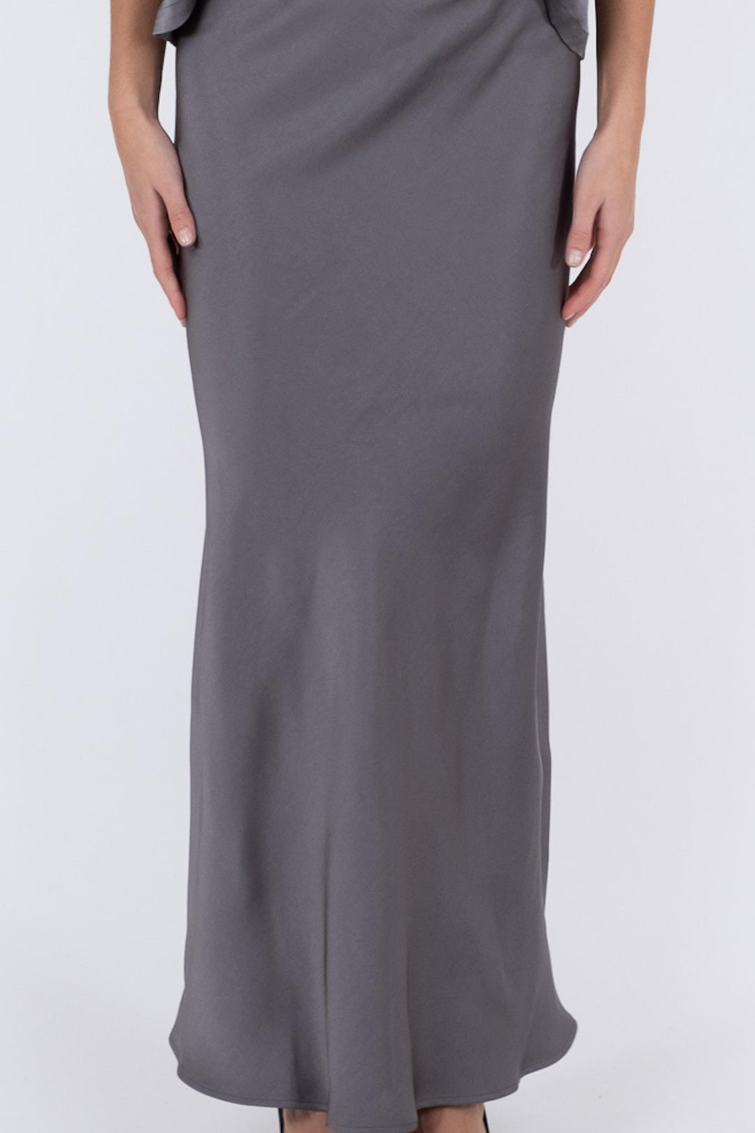 Neo Noir - Vicky Heavy Sateen Skirt - Dark Grey