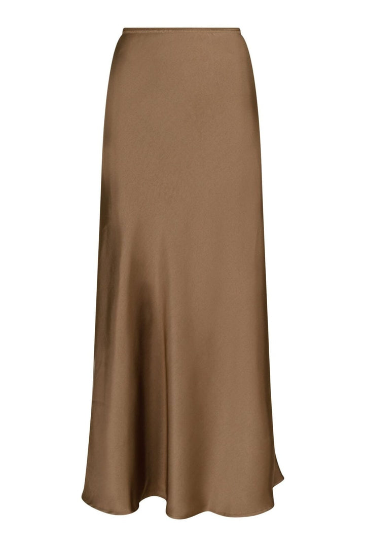 Neo Noir - Vicky Heavy Sateen Skirt - Dark Taupe Nederdele 