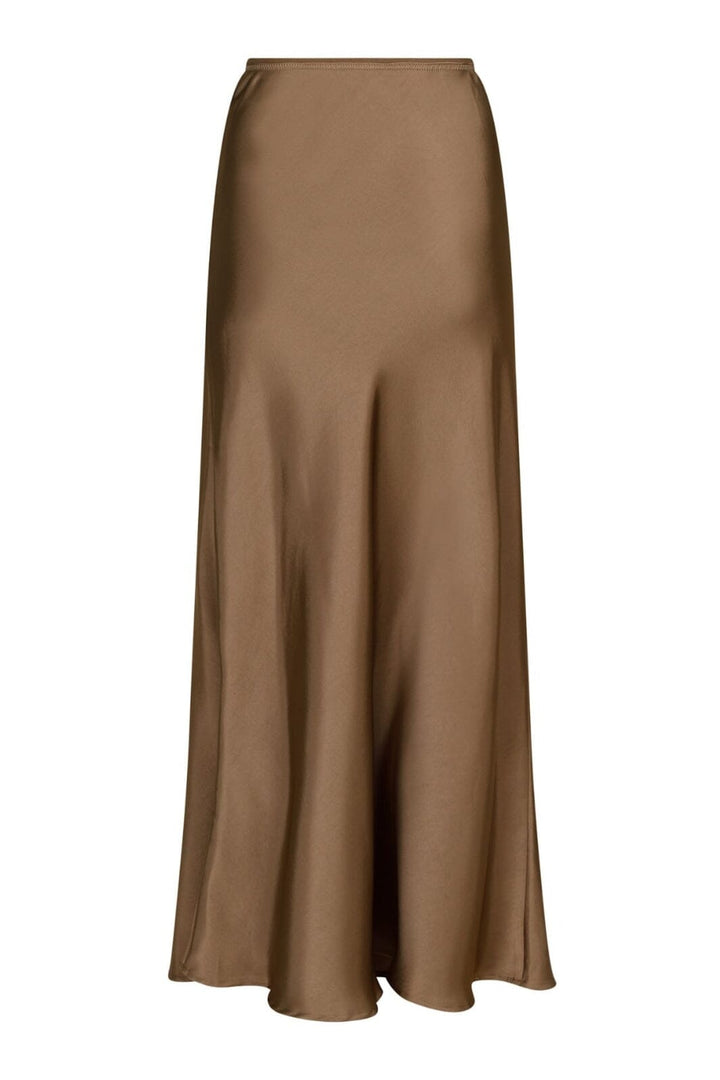 Neo Noir - Vicky Heavy Sateen Skirt - Dark Taupe Nederdele 