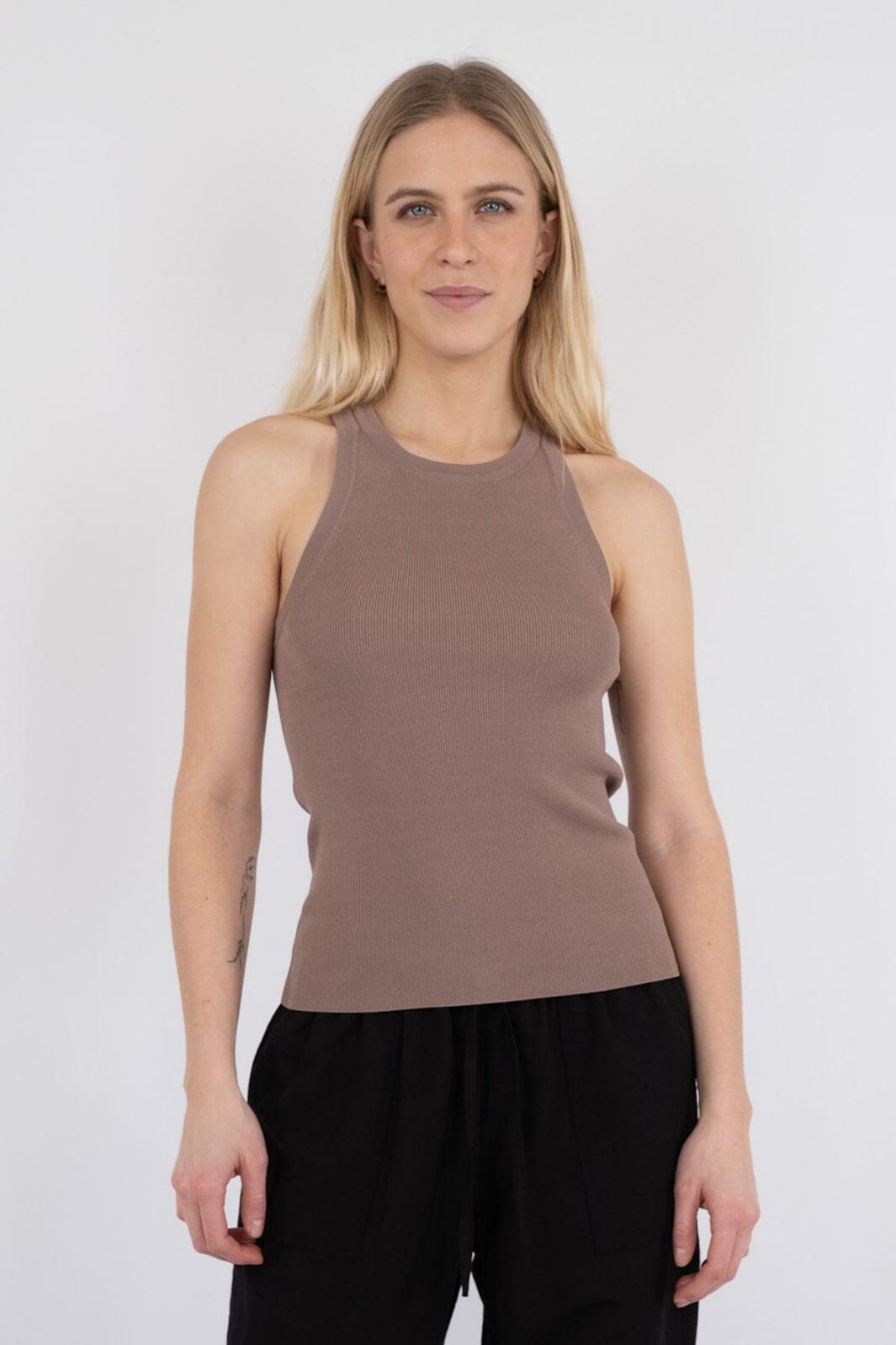 Neo Noir - Willy Knitted Top - Dusty Brown Toppe 