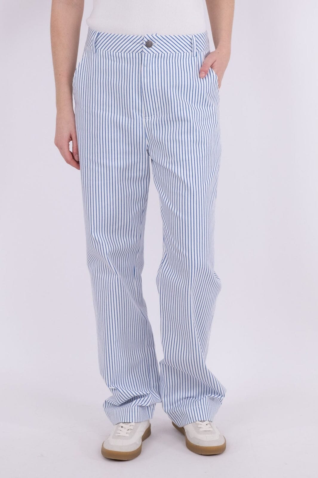 Neo Noir - Zuzan Big Stripe Pants - Light Blue Bukser 