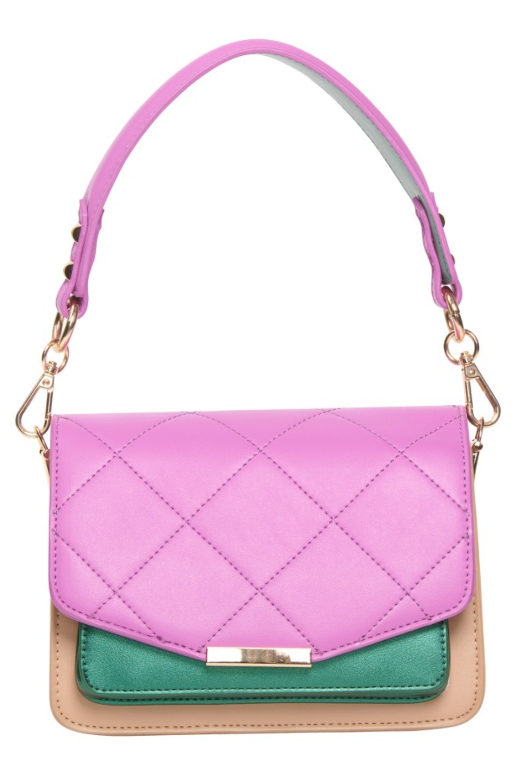 Noella - Blanca Bag Medium - Camel Fuschia / Green Metalic Tasker 