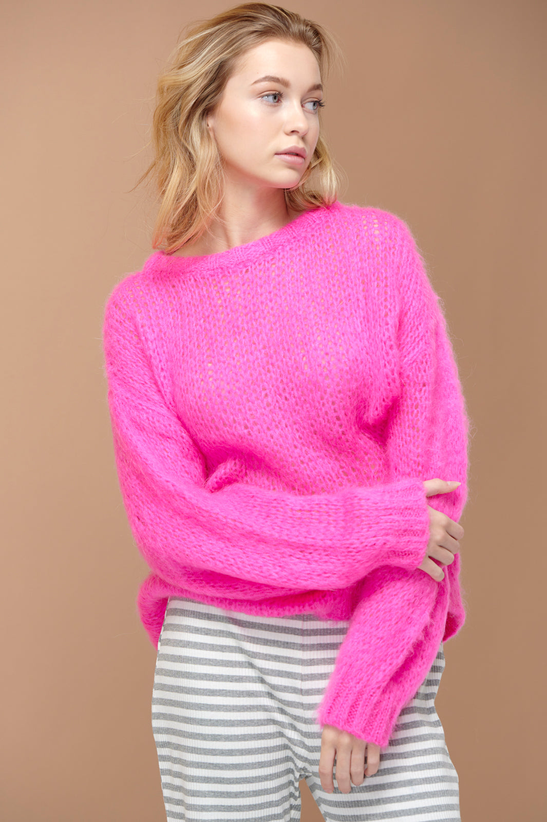 Noella - Delta Knit - Pink Strikbluser 