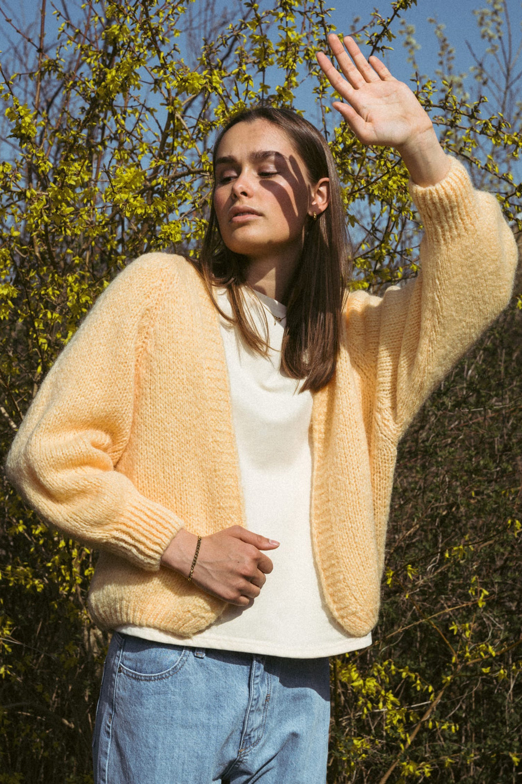 Noella - Fora Knit Cardigan - Yellow Melange Cardigans 