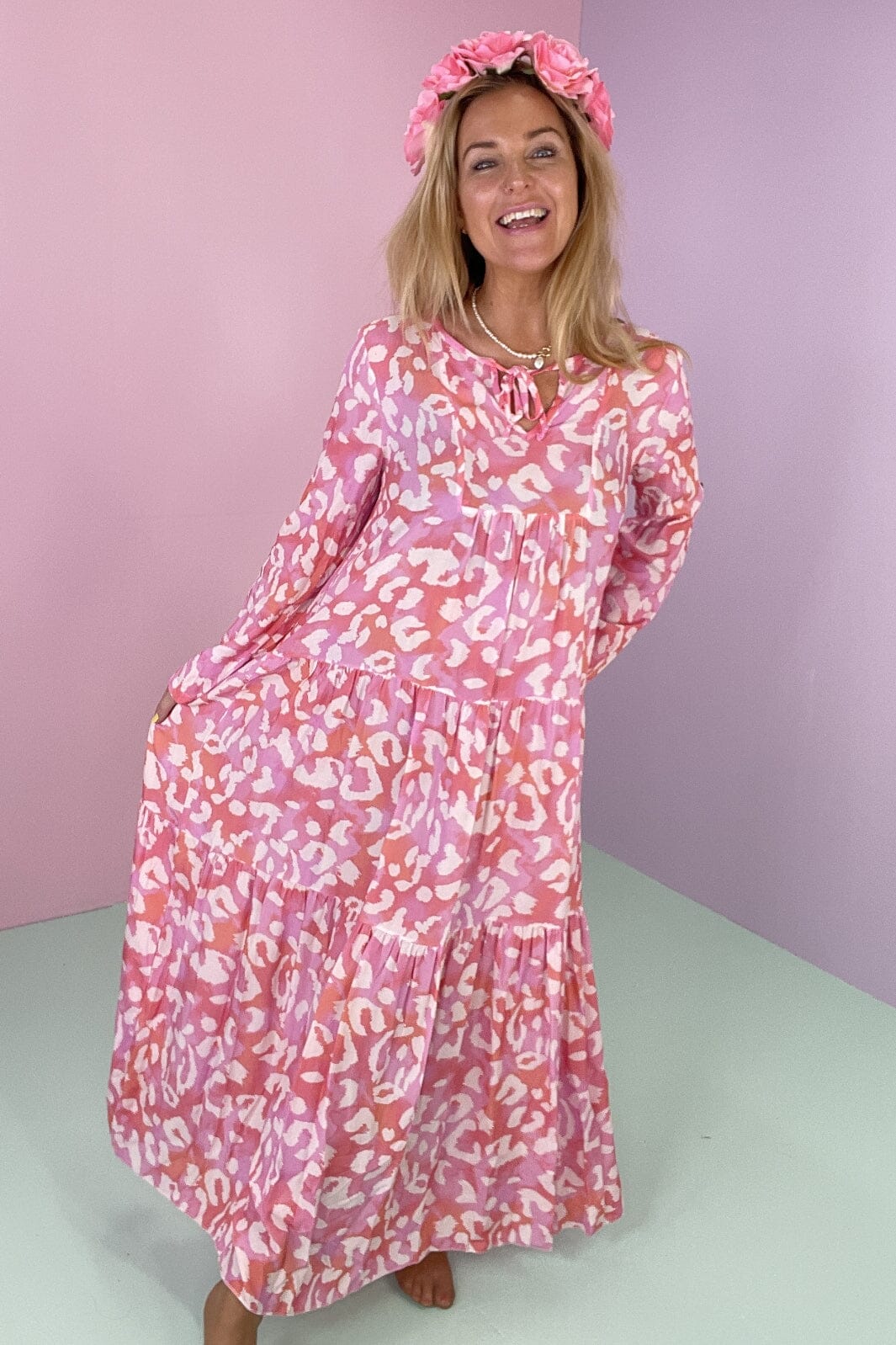 Noella - Imogene Long Dress - Pink Mix Kjoler 