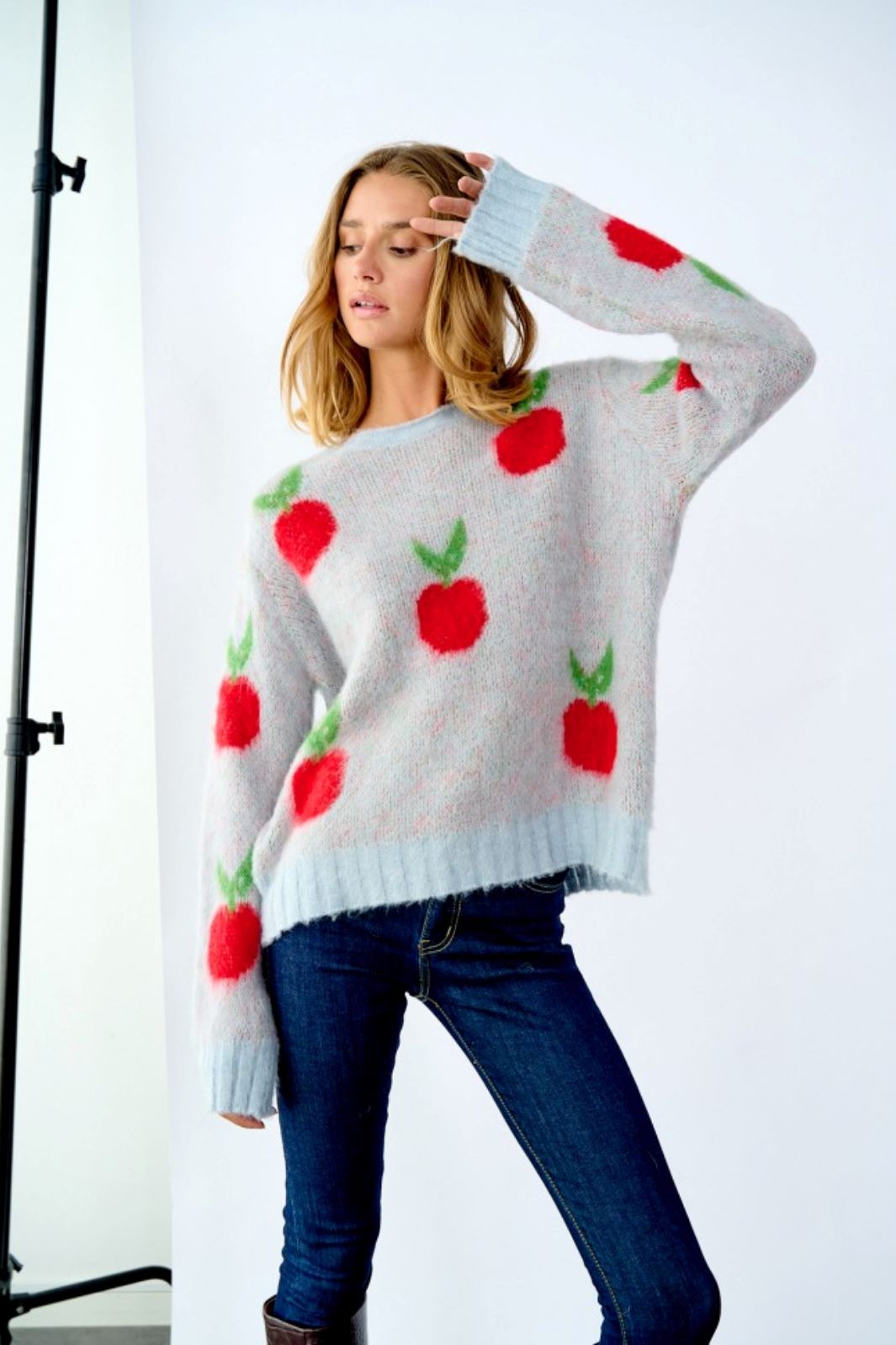 Noella - Lena Knit Sweater - Apple Strikbluser 