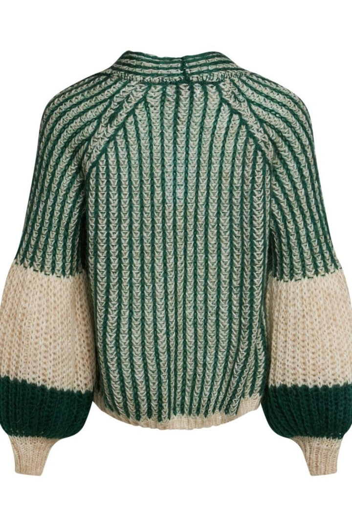 Noella - Liana Knit Cardigan - Beige Bottle Green Cardigans 