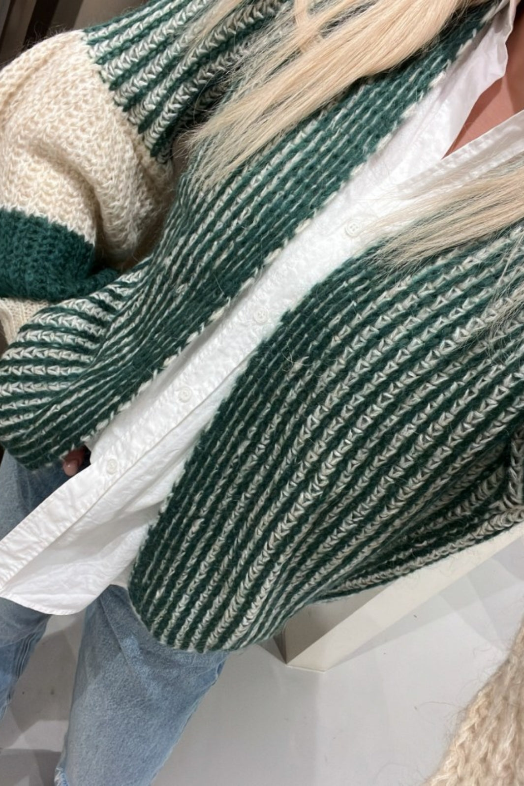 Noella - Liana Knit Cardigan - Beige Bottle Green Cardigans 