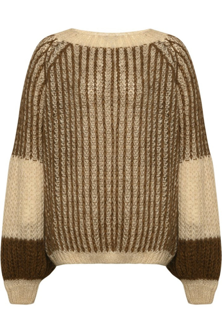 Noella - Liana Knit Sweater - Beige/Brown Strikbluser 