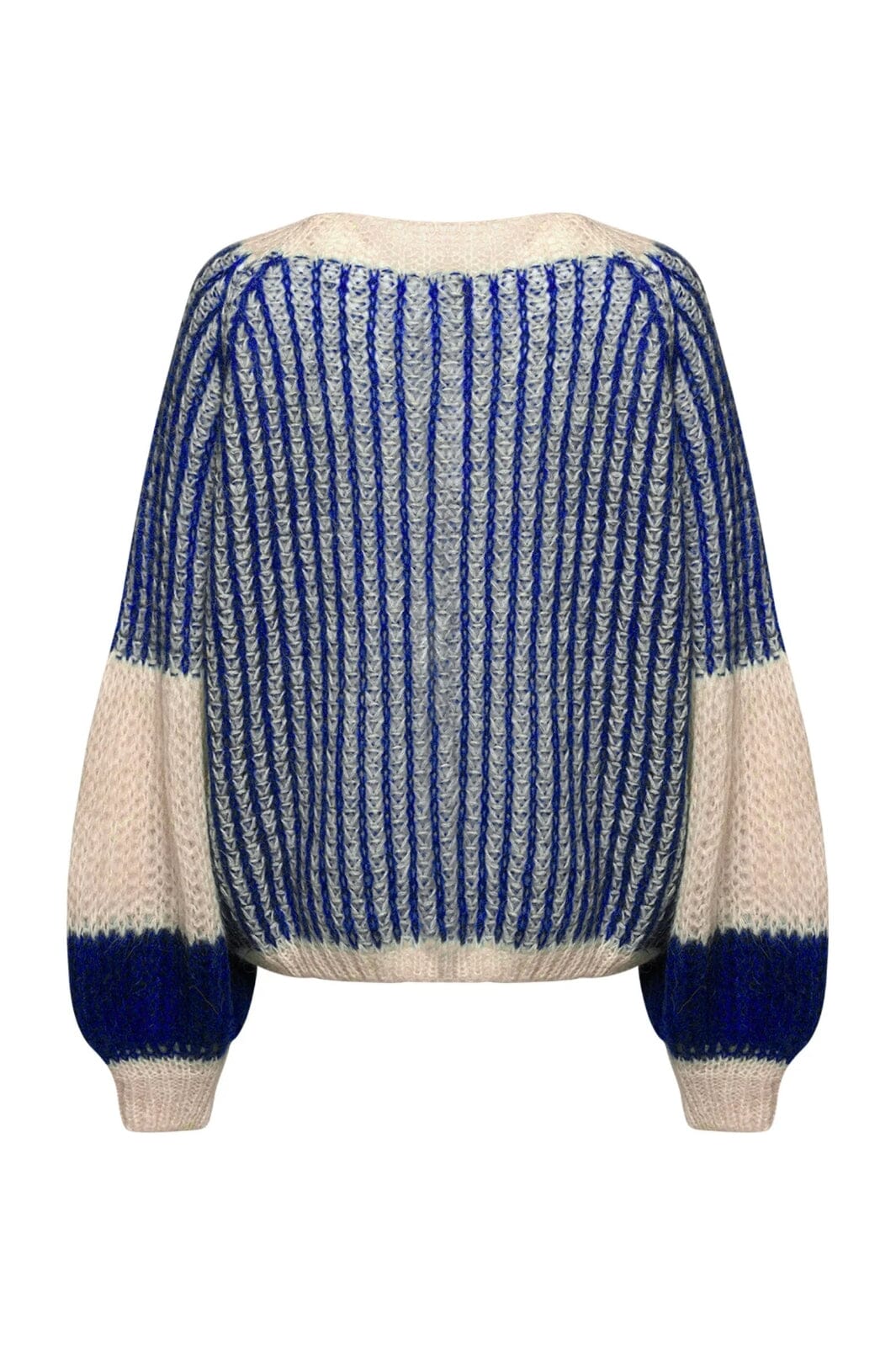 Noella - Liana Knit Sweater - Cream/Cobalt Blue Strikbluser 