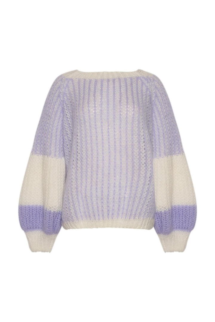 Noella - Liana Knit Sweater - Lavender/White Strikbluser 