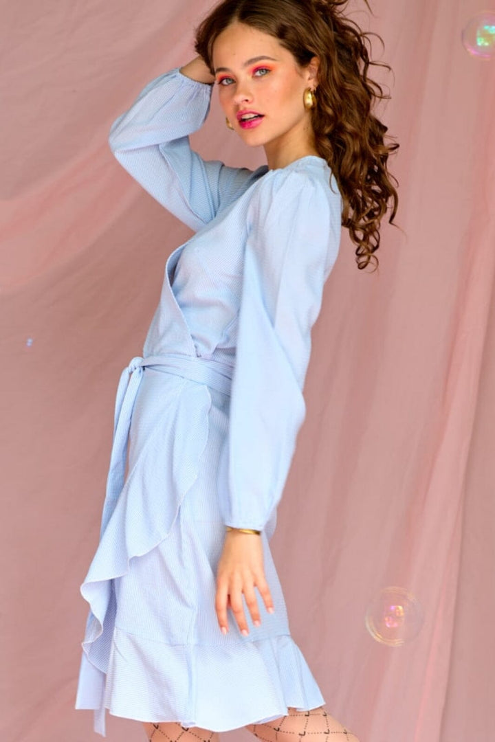 Noella - Magne Dress - Light Blue Stripe Kjoler 