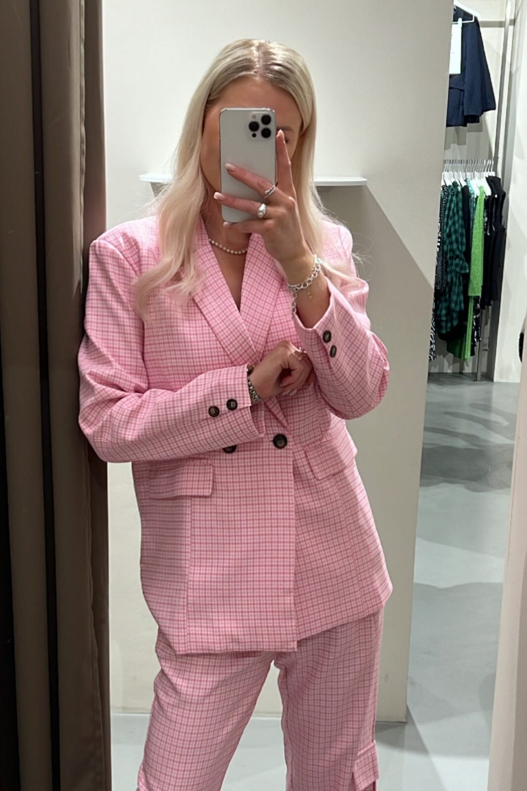 Noella - Mille Oversize Blazer - Candy pink check Blazere 