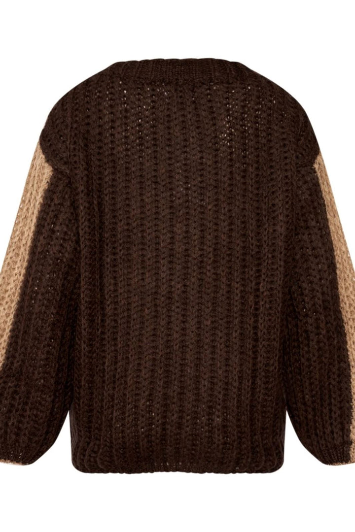 Noella - Noel Knit Sweater - Dark Brown/Camel Strikbluser 