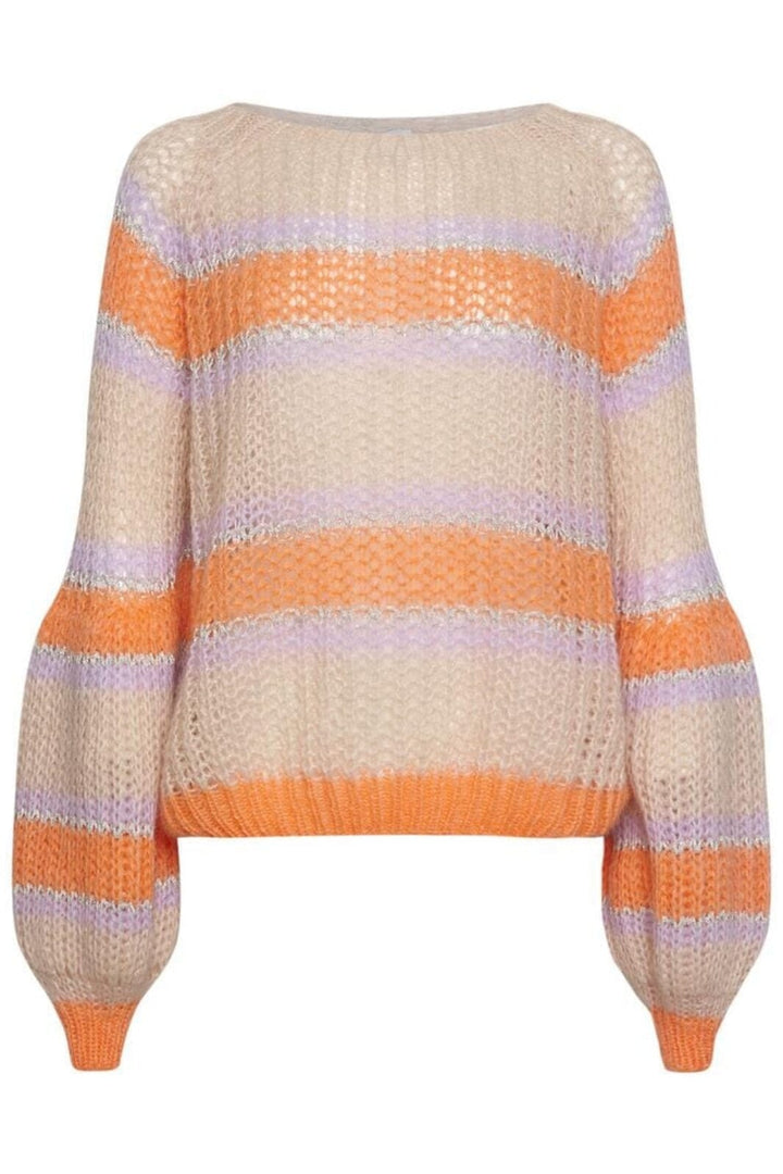 Noella - Pacific Knit Sweater - Apricot/Lavender Mix Strikbluser 