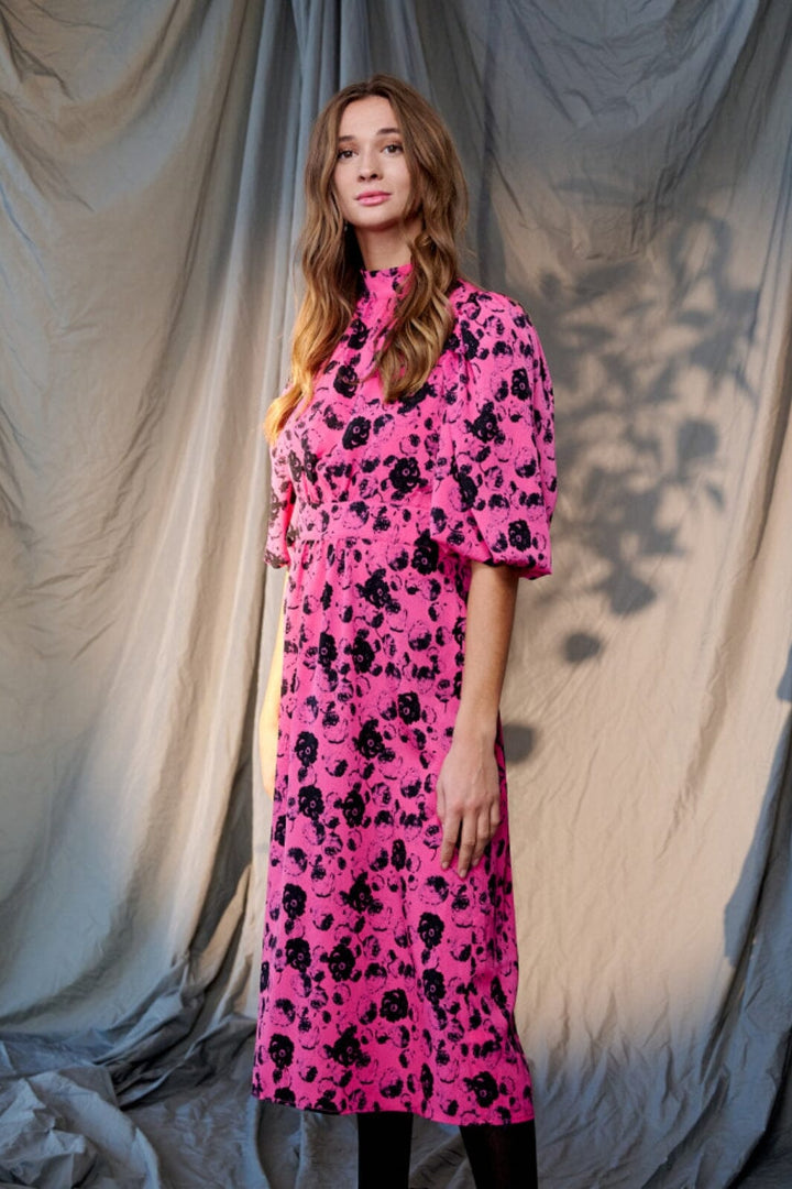 Noella - Paris Long Dress - Fuchsia Flower 