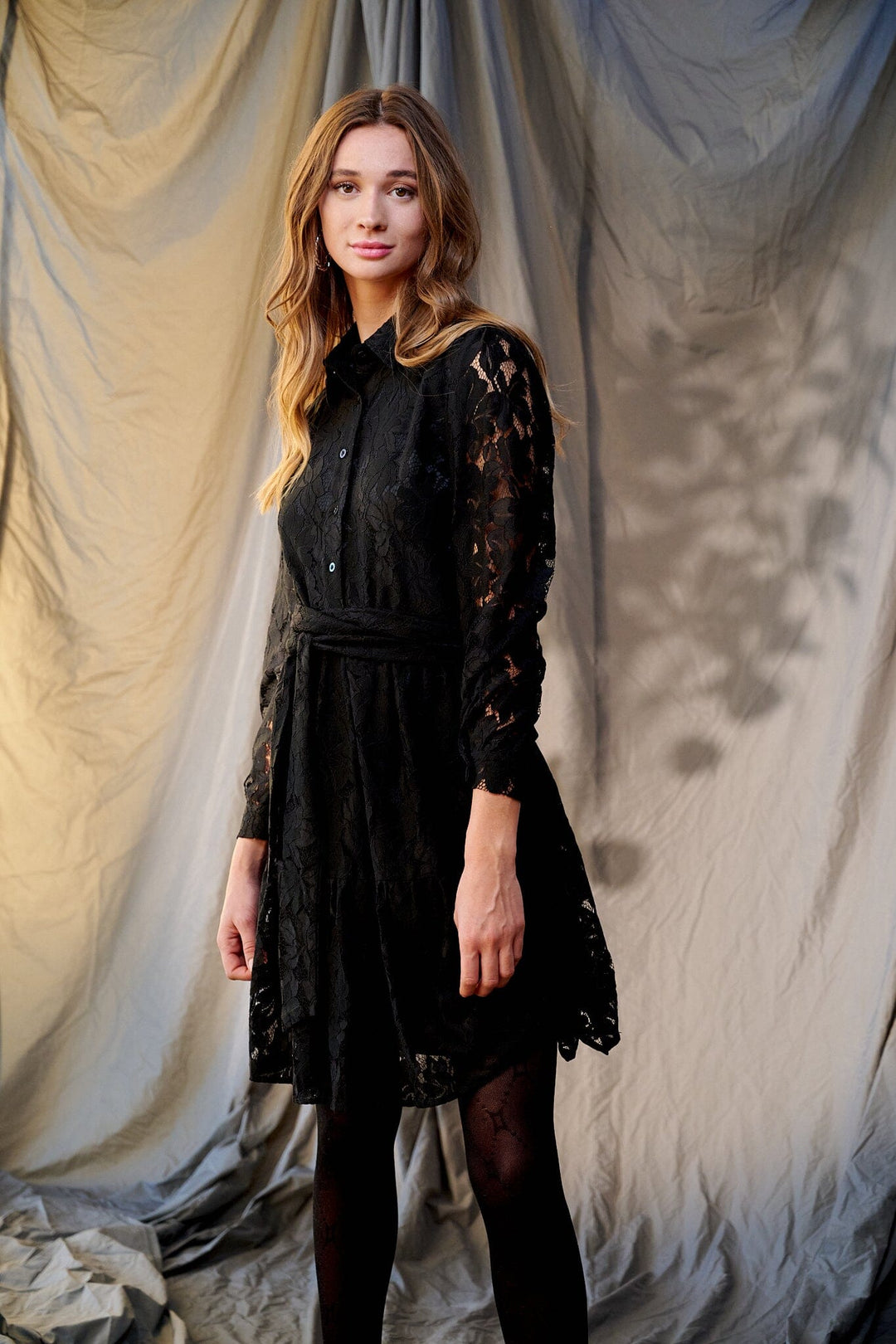 Noella - Pixi Shirt Dress Lace - Black Kjoler 