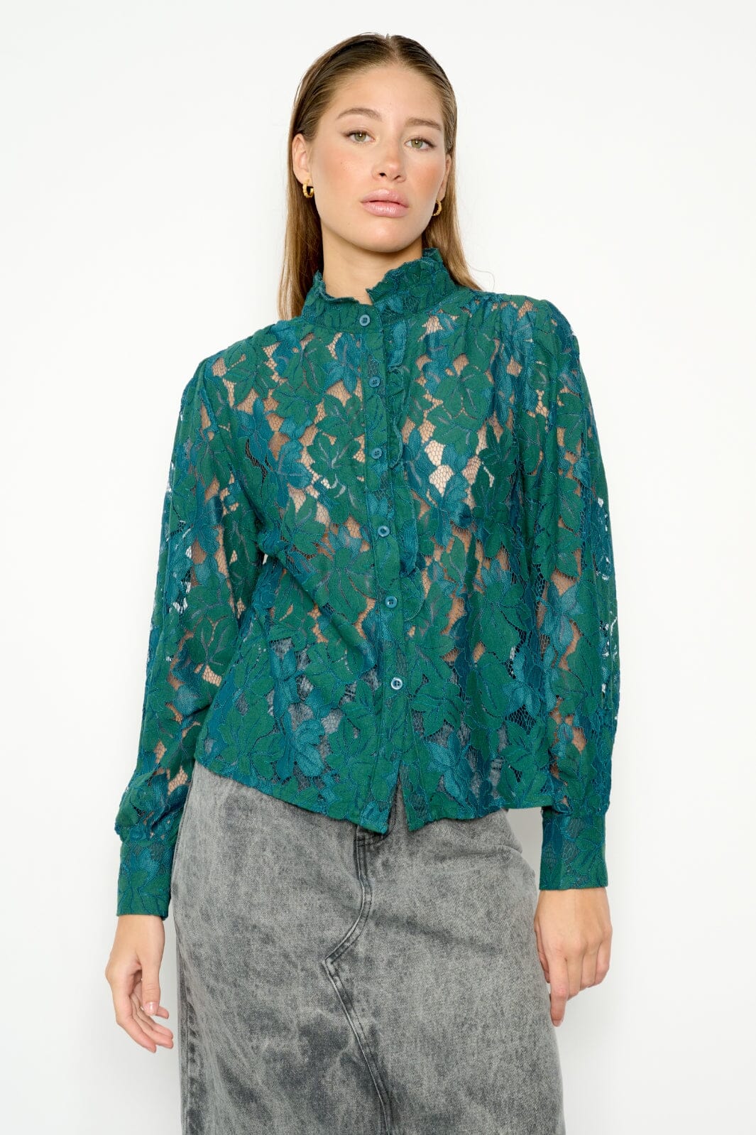 Noella - Pixi Shirt Lace - Bottle Green Skjorter 