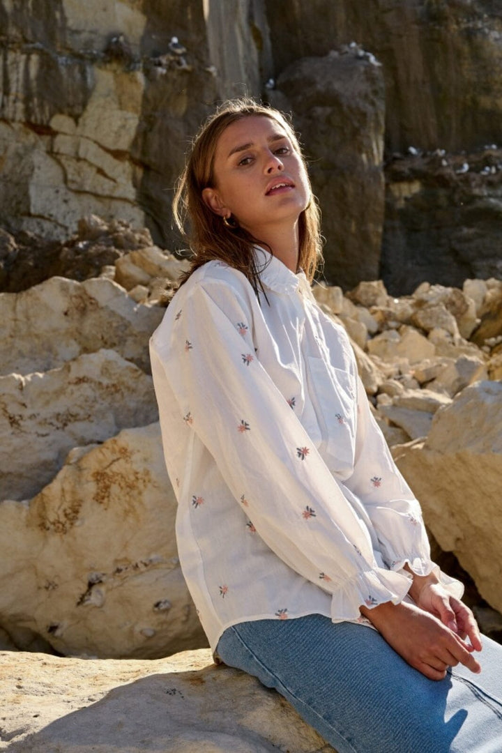 Noella - Roberta Frill Shirt - White Embroidery Skjorter 