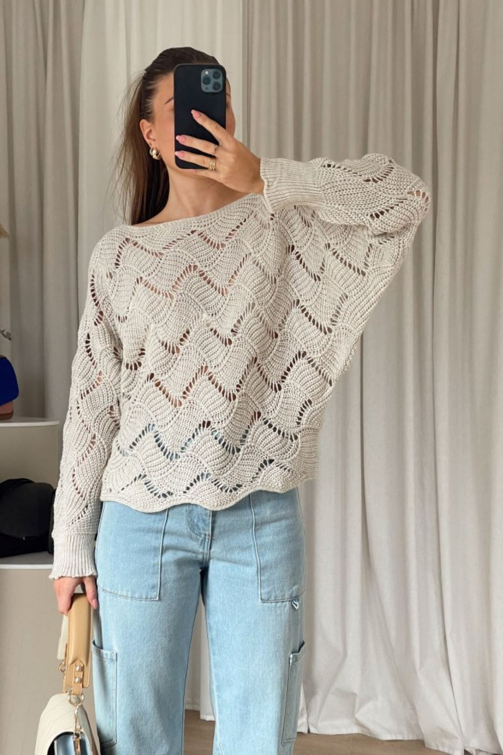 Noella - Taffy Knit Sweater - Sand Strikbluser 