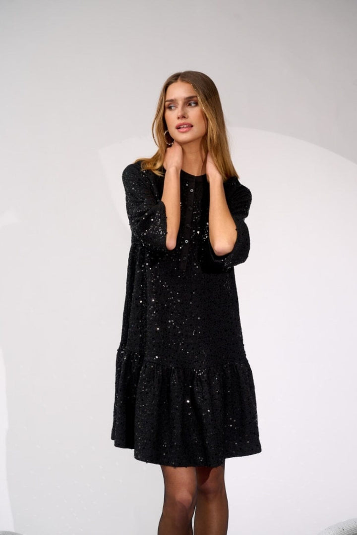 Noella - Verona Short Dress - 1149 Black W/ Black Kjoler 