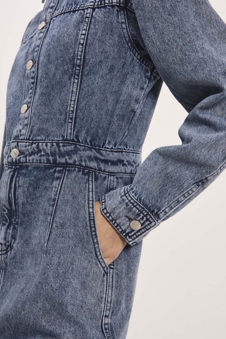 NORR - Cara Ls Denim Dress - Light blue denim 