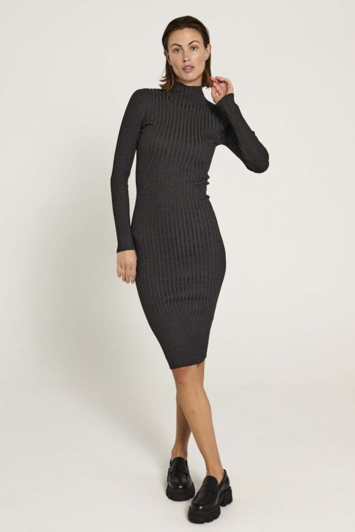 NORR - Karlina Knit Dress - Dark Grey Melange Kjoler 