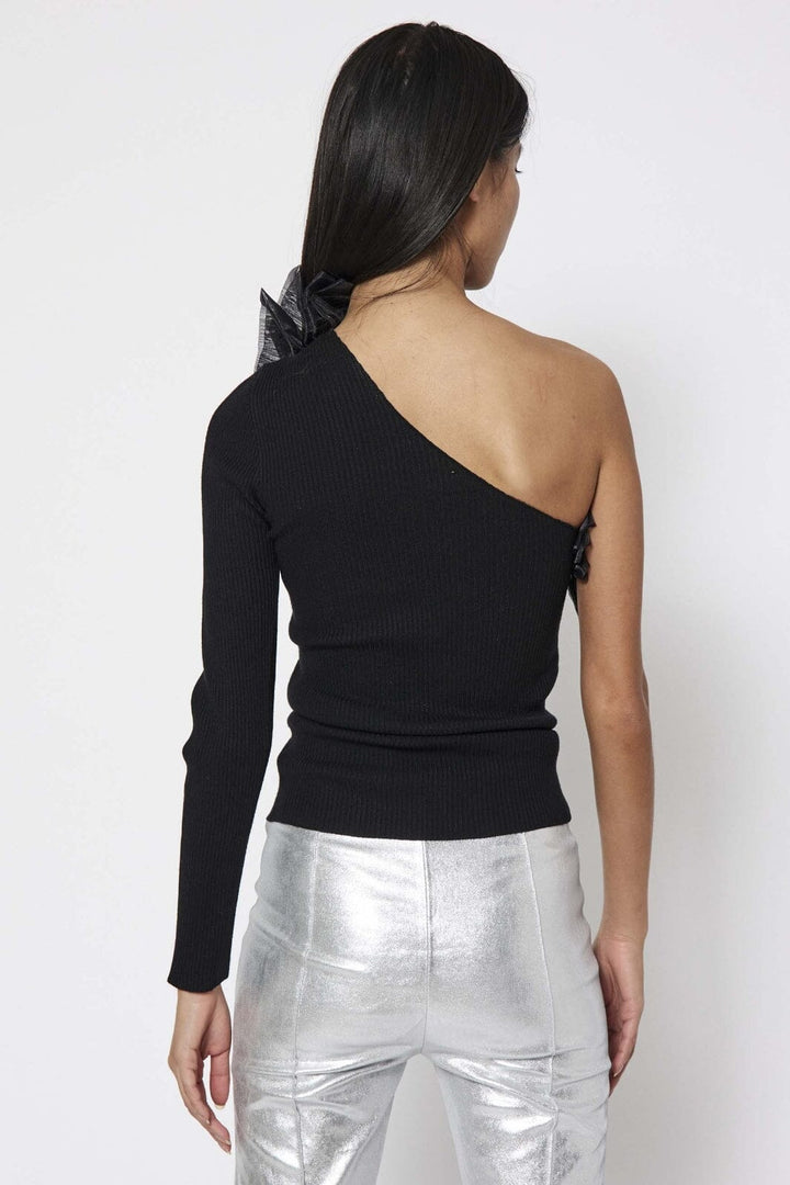NORR - Sherry Organza Knit Top - Black Bluser 
