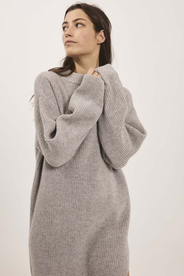 NORR - Sinna Slit Dress - Light grey melange 