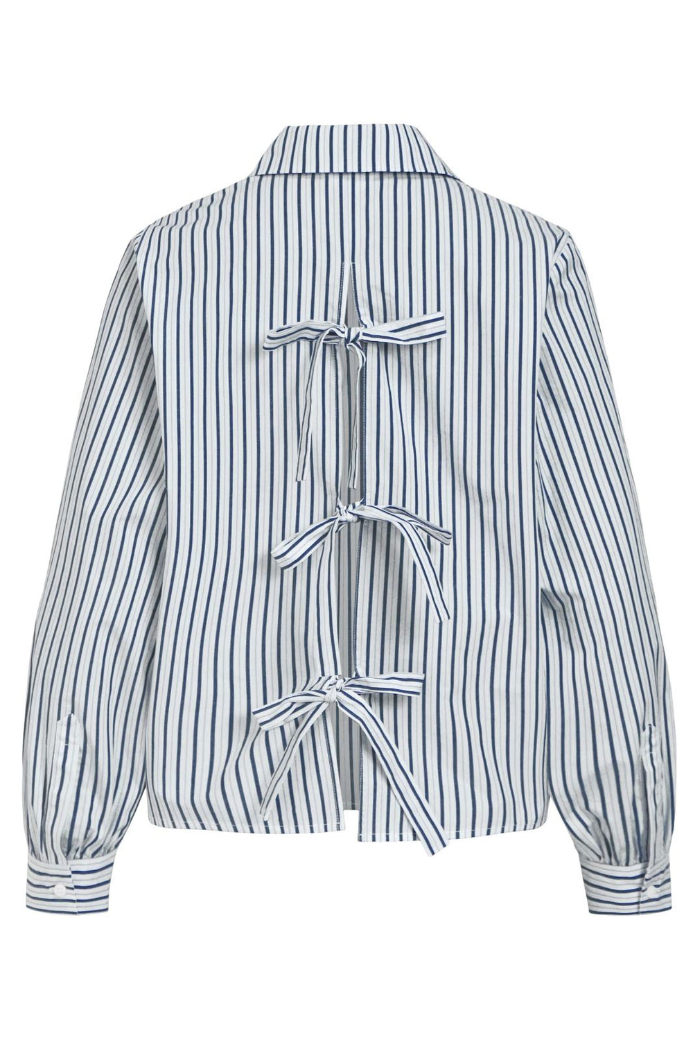 Object - Objalmas L/S Bow Shirt Ofw - 4501257 White Dark denim Skjorter 