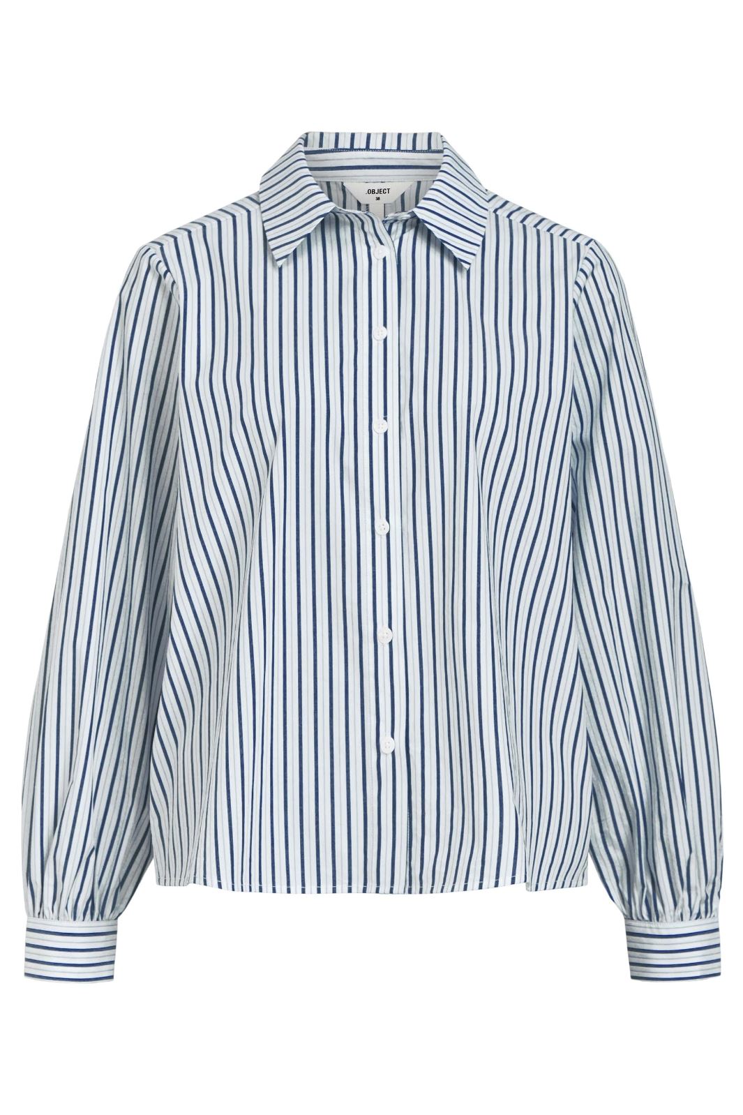Object - Objalmas L/S Bow Shirt Ofw - 4501257 White Dark denim Skjorter 