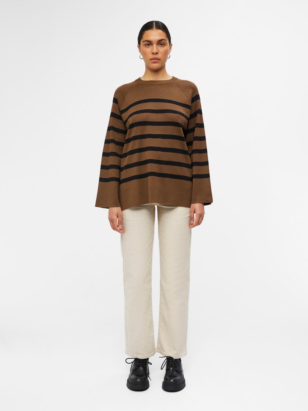Object - Objester Ls Knit Top - 4144018 Dark Earth Black