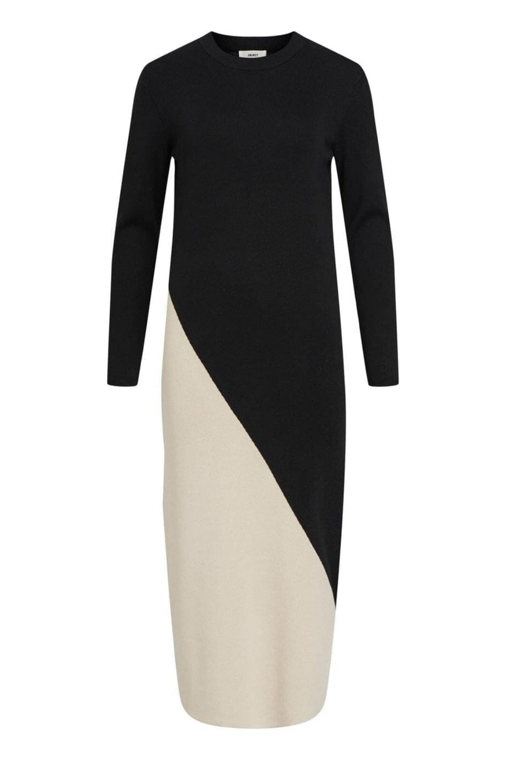 Object - Objesterblock L/S Knit Dress 129 - 4340224 Black Cb sandshell Kjoler 