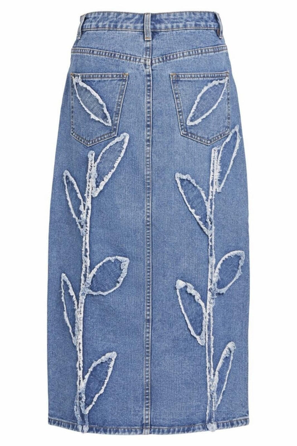 Object - Objfray Midi Denim Skirt Aw Fair 23 - 4486512 Medium Blue Denim Flowers Nederdele 