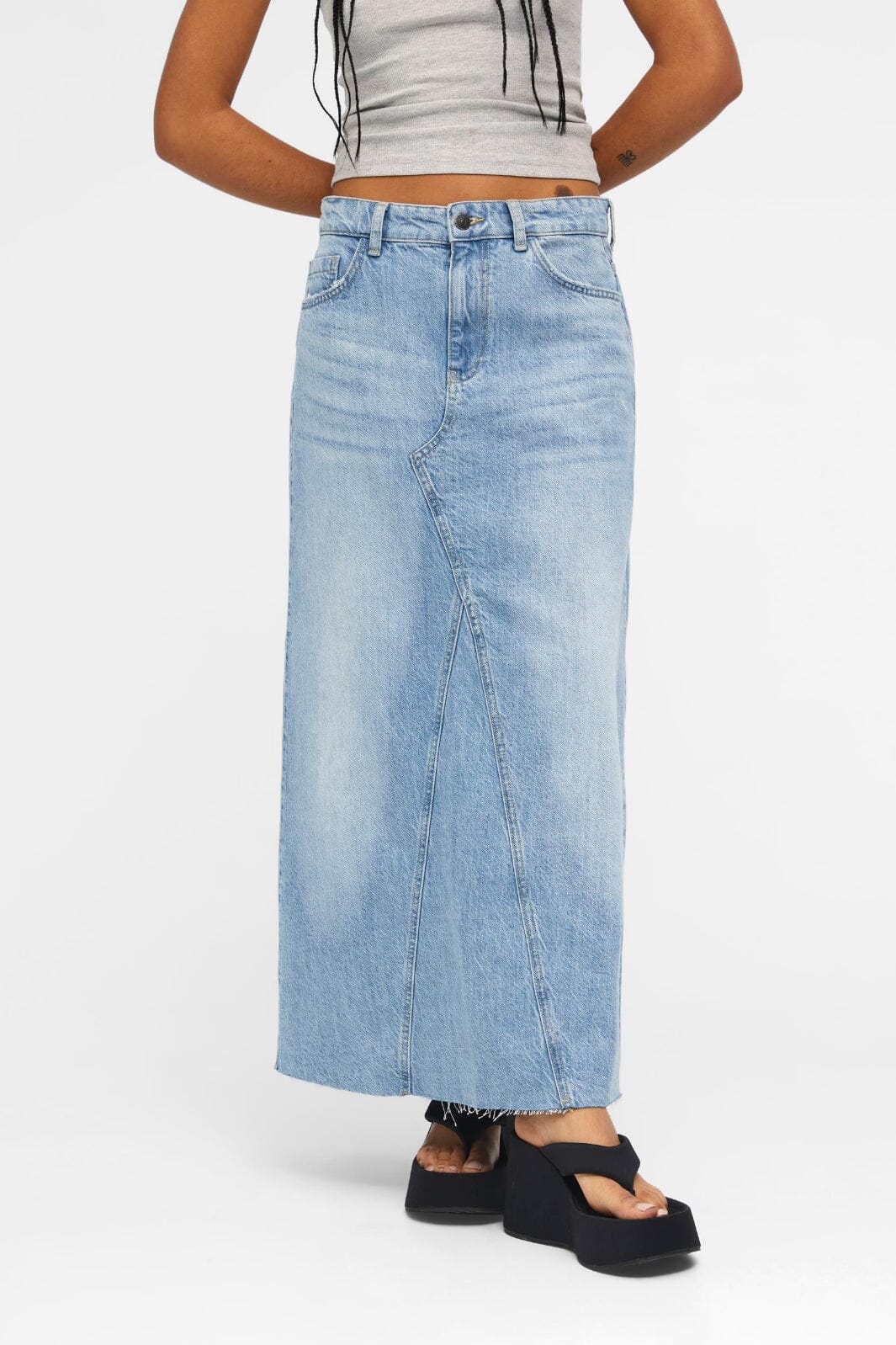 Object - Objharlow Long Denim Skirt E Div - 4440850 Light Blue Denim Nederdele 