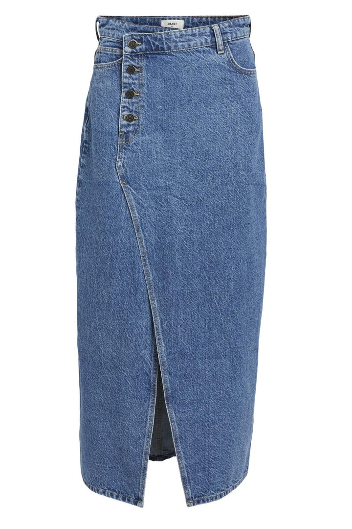 Object - Objharlow Long Wrap Denim Skirt Ofw - 4500117 Medium Blue Denim Nederdele 