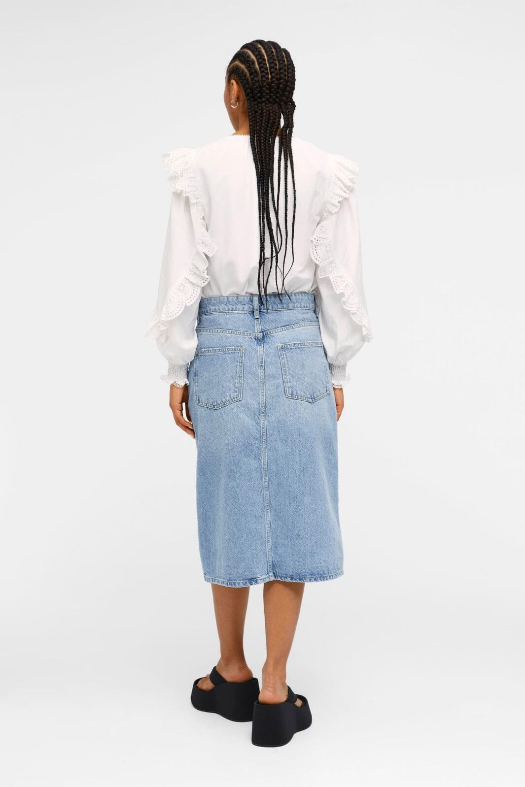 Object - Objharlow Midi Denim Skirt E Div - 4440867 Light Blue Denim Nederdele 
