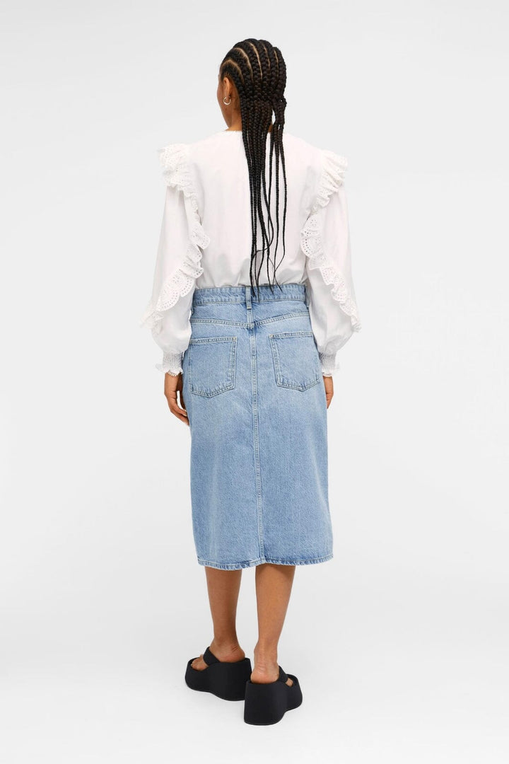 Object - Objharlow Midi Denim Skirt E Div - 4440867 Light Blue Denim Nederdele 