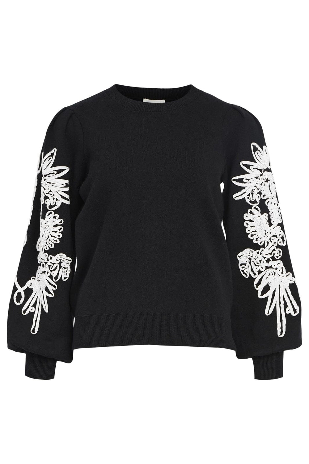 Object - Objjoana L/S Knit Pullover - 177981-1078292 Black White Bluser 