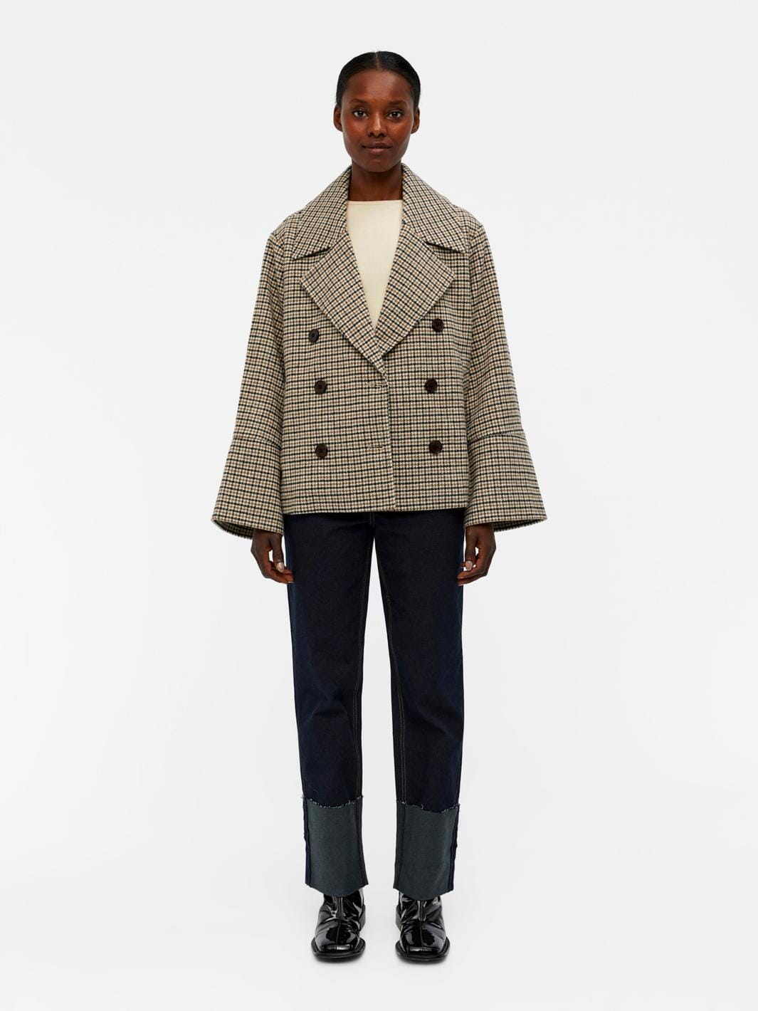 Object - Objkeily Short Jacket - 4085545 Sepia Check