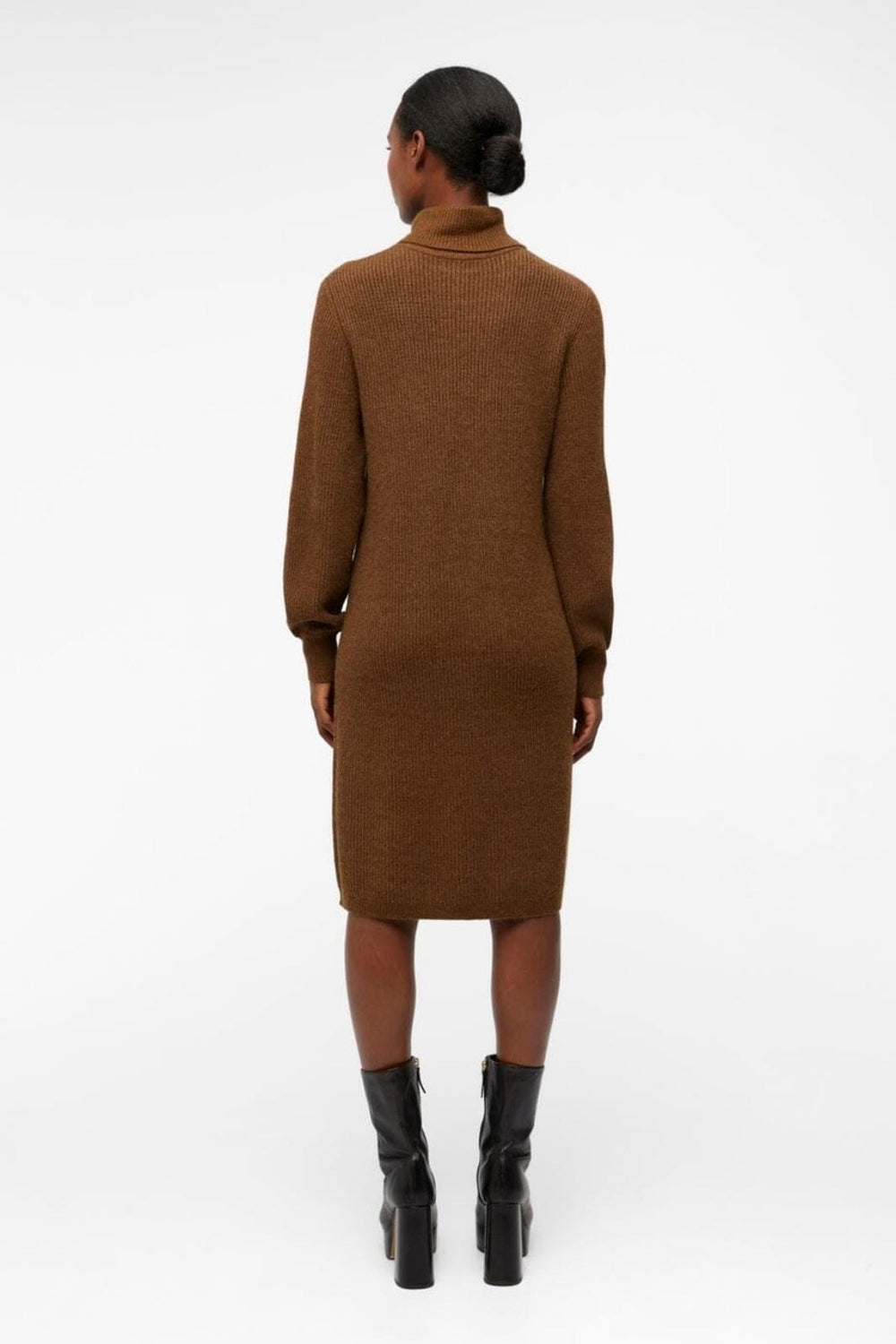 Object - Objmalena L/S Rollneck Dress - 3941912 Dark Earth Melange Kjoler 