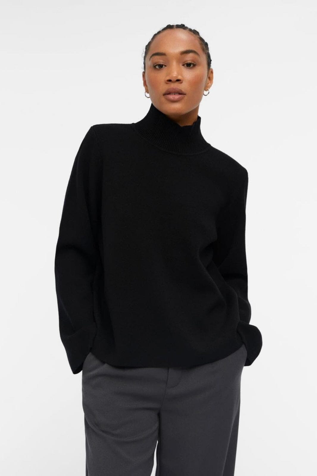 Object - Objreynard Square Sleeve Pullover - 4348452 Black Strikbluser 