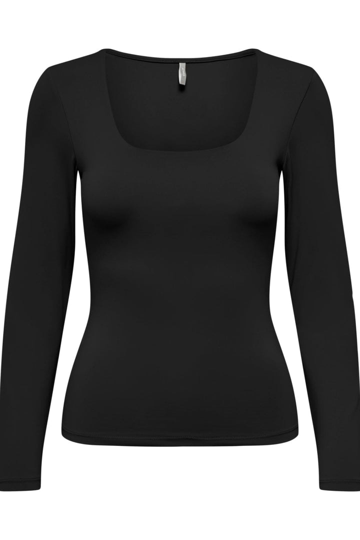Only - Onlea L/S 2-Way Deep Neck Top - 4372227 Black Bluser 